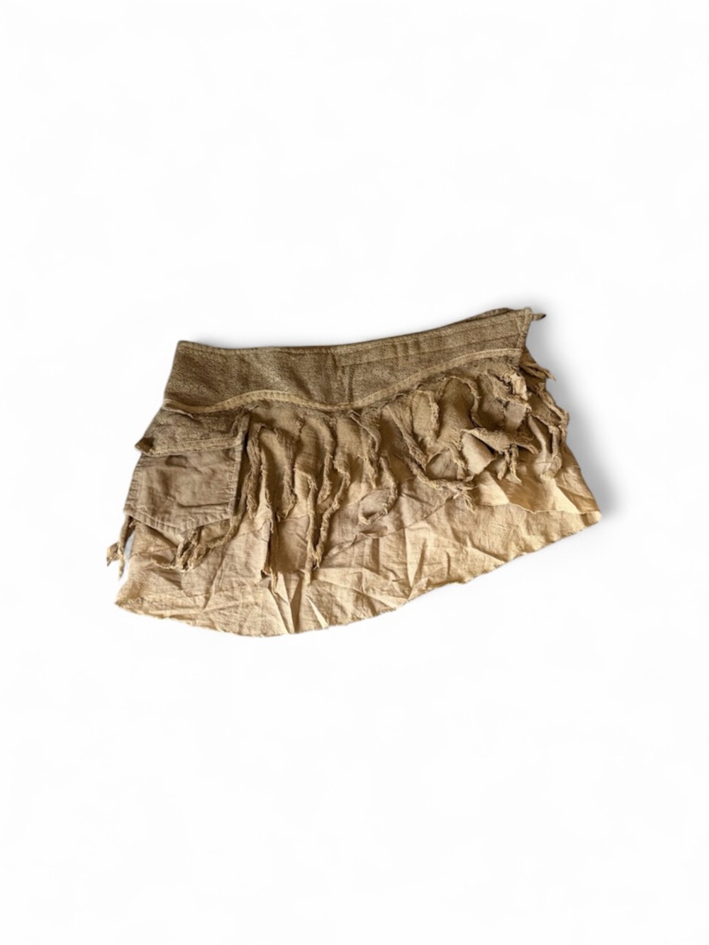 Boho Dune Skirt - Textured Fringe Mini in Tan